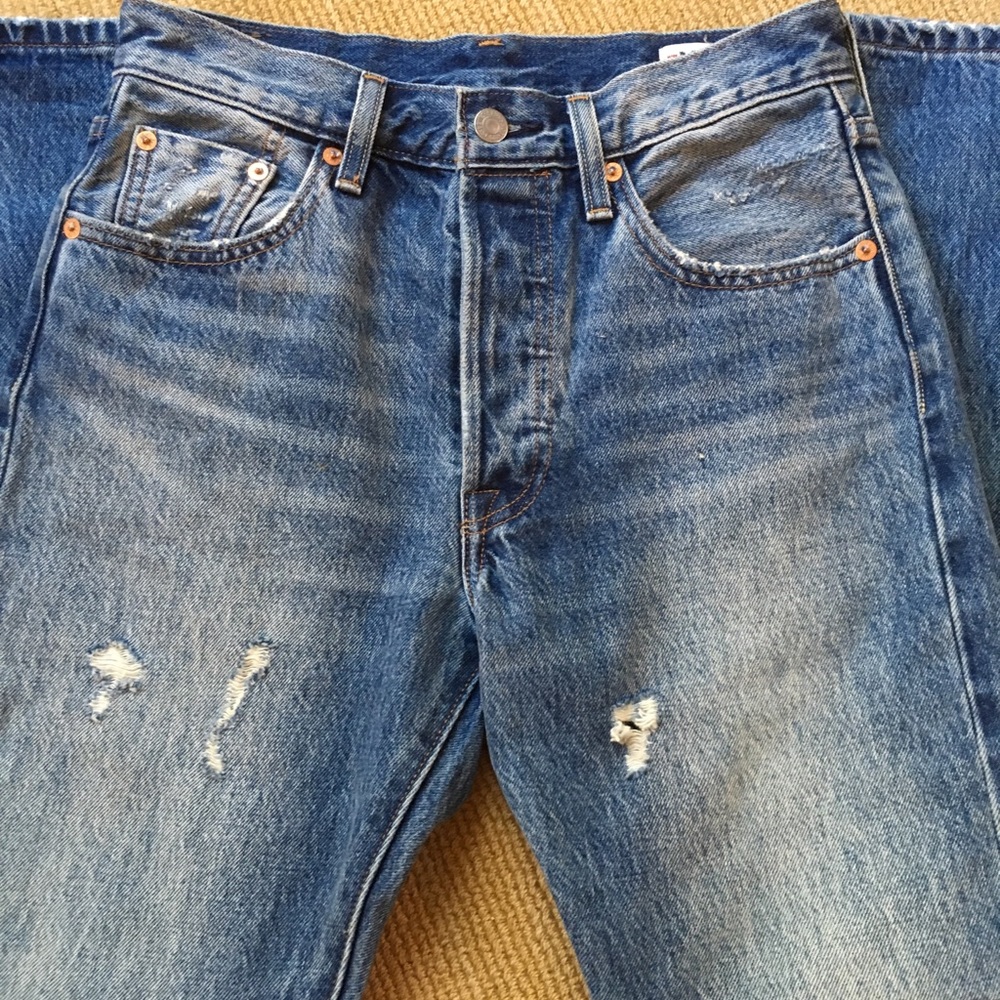 Levi’s 501 skinny white oak cone selvedge denim